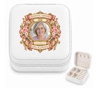 Otshirt Petite Boîte à Bijoux Édition Limitée 1930 Pièce de Collection Cadre Rose Poudré et Or Personnalisable avec Votre Photo | Écrin de Voyage Zippé en Simili Cuir Blanc 10 × 10 cm