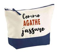 Otshirt Pochette comme Agathe J'assure - Pouch - Idée Trousse Bleue Grand Format Personnalisable Cadeau Anniversaire Fête Original Famille Travail Départ Collègue Retraite Noël.