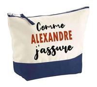 Otshirt Pochette comme Alexandre J'assure - Pouch - Idée Trousse Bleue Grand Format Personnalisable Cadeau Anniversaire Fête Original Famille Travail Départ Collègue Retraite Noël.
