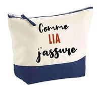 Otshirt Pochette comme Lia J'assure - Pouch - Idée Trousse Bleue Grand Format Personnalisable Cadeau Anniversaire Fête Original Famille Travail Départ Collègue Retraite Noël.