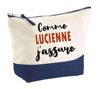 Otshirt Pochette comme Lucienne J'assure - Pouch - Idée Trousse Bleue Grand Format Personnalisable Cadeau Anniversaire Fête Original Famille Travail Départ Collègue Retraite Noël.