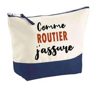 Otshirt Pochette comme Routier J'assure - Pouch - Idée Trousse Bleue Grand Format Personnalisable Cadeau Anniversaire Fête Original Famille Travail Départ Collègue Retraite Noël.