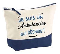Otshirt Pochette d'un Ambulancier Qui déchire - Pouch - Idée Trousse Bleue Grand Format Personnalisable Cadeau Anniversaire Fête Original Famille Travail Départ Collègue Retraite Noël.