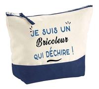 Otshirt Pochette d'un Bricoleur Qui déchire - Pouch - Idée Trousse Bleue Grand Format Personnalisable Cadeau Anniversaire Fête Original Famille Travail Départ Collègue Retraite Noël.