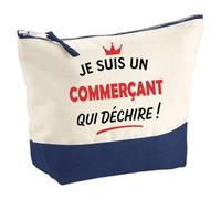 Otshirt Pochette d'un Commerçant Qui déchire 2- Pouch - Idée Trousse Bleue Grand Format Personnalisable Cadeau Anniversaire Fête Original Famille Travail Départ Collègue Retraite Noël.