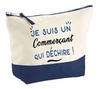 Otshirt Pochette d'un Commerçant Qui déchire - Pouch - Idée Trousse Bleue Grand Format Personnalisable Cadeau Anniversaire Fête Original Famille Travail Départ Collègue Retraite Noël.