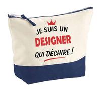 Otshirt Pochette d'un Designer Qui déchire 2- Pouch - Idée Trousse Bleue Grand Format Personnalisable Cadeau Anniversaire Fête Original Famille Travail Départ Collègue Retraite Noël.
