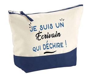 Otshirt Pochette d'un Écrivain Qui déchire - Pouch - Idée Trousse Bleue Grand Format Personnalisable Cadeau Anniversaire Fête Original Famille Travail Départ Collègue Retraite Noël.