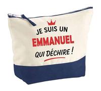Otshirt Pochette d'un Emmanuel Qui déchire 2- Pouch - Idée Trousse Bleue Grand Format Personnalisable Cadeau Anniversaire Fête Original Famille Travail Départ Collègue Retraite Noël.