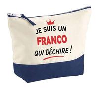 Otshirt Pochette d'un Franco Qui déchire 2- Pouch - Idée Trousse Bleue Grand Format Personnalisable Cadeau Anniversaire Fête Original Famille Travail Départ Collègue Retraite Noël.