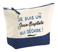 Otshirt Pochette d'un Jean-Baptiste Qui déchire - Pouch - Idée Trousse Bleue Grand Format Personnalisable Cadeau Anniversaire Fête Original Famille Travail Départ Collègue Retraite Noël.