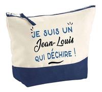 Otshirt Pochette d'un Jean-Louis Qui déchire - Pouch - Idée Trousse Bleue Grand Format Personnalisable Cadeau Anniversaire Fête Original Famille Travail Départ Collègue Retraite Noël.