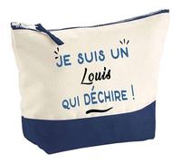 Otshirt Pochette d'un Louis Qui déchire - Pouch - Idée Trousse Bleue Grand Format Personnalisable Cadeau Anniversaire Fête Original Famille Travail Départ Collègue Retraite Noël.