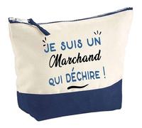 Otshirt Pochette d'un Marchand Qui déchire - Pouch - Idée Trousse Bleue Grand Format Personnalisable Cadeau Anniversaire Fête Original Famille Travail Départ Collègue Retraite Noël.