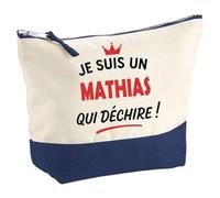 Otshirt Pochette d'un Mathias Qui déchire 2- Pouch - Idée Trousse Bleue Grand Format Personnalisable Cadeau Anniversaire Fête Original Famille Travail Départ Collègue Retraite Noël.