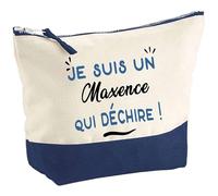 Otshirt Pochette d'un Maxence Qui déchire - Pouch - Idée Trousse Bleue Grand Format Personnalisable Cadeau Anniversaire Fête Original Famille Travail Départ Collègue Retraite Noël.