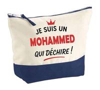 Otshirt Pochette d'un Mohammed Qui déchire 2- Pouch - Idée Trousse Bleue Grand Format Personnalisable Cadeau Anniversaire Fête Original Famille Travail Départ Collègue Retraite Noël.