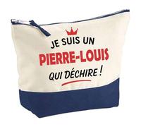 Otshirt Pochette d'un Pierre-Louis Qui déchire 2- Pouch - Idée Trousse Bleue Grand Format Personnalisable Cadeau Anniversaire Fête Original Famille Travail Départ Collègue Retraite Noël.