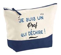 Otshirt Pochette d'un Prof Qui déchire - Pouch - Idée Trousse Bleue Grand Format Personnalisable Cadeau Anniversaire Fête Original Famille Travail Départ Collègue Retraite Noël.