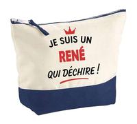 Otshirt Pochette d'un René Qui déchire 2- Pouch - Idée Trousse Bleue Grand Format Personnalisable Cadeau Anniversaire Fête Original Famille Travail Départ Collègue Retraite Noël.