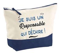 Otshirt Pochette d'un Responsable Qui déchire - Pouch - Idée Trousse Bleue Grand Format Personnalisable Cadeau Anniversaire Fête Original Famille Travail Départ Collègue Retraite Noël.