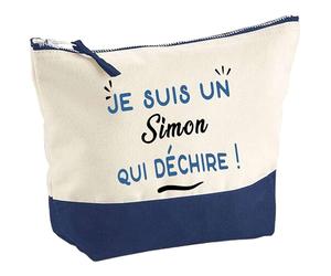 Otshirt Pochette d'un Simon Qui déchire - Pouch - Idée Trousse Bleue Grand Format Personnalisable Cadeau Anniversaire Fête Original Famille Travail Départ Collègue Retraite Noël.