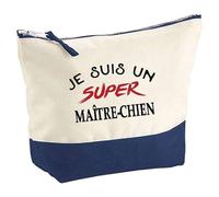 Otshirt Pochette d'un Super Maître-Chien - Pouch - Idée Trousse Bleue Grand Format Personnalisable Cadeau Anniversaire Fête Original Famille Travail Départ Collègue Retraite Noël.