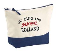 Otshirt Pochette d'un Super Rolland - Pouch - Idée Trousse Bleue Grand Format Personnalisable Cadeau Anniversaire Fête Original Famille Travail Départ Collègue Retraite Noël.