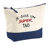 Otshirt Pochette d'un Super Tao - Pouch - Idée Trousse Bleue Grand Format Personnalisable Cadeau Anniversaire Fête Original Famille Travail Départ Collègue Retraite Noël.