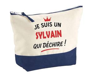 Otshirt Pochette d'un Sylvain Qui déchire 2- Pouch - Idée Trousse Bleue Grand Format Personnalisable Cadeau Anniversaire Fête Original Famille Travail Départ Collègue Retraite Noël.