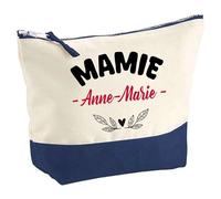 Otshirt Pochette d'une Mamie Anne-Marie - Pouch - Idée Trousse Bleue Grand Format Personnalisable Cadeau Anniversaire Fête Original Famille Travail Départ Collègue Retraite Noël.