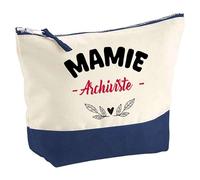 Otshirt Pochette d'une Mamie Archiviste - Pouch - Idée Trousse Bleue Grand Format Personnalisable Cadeau Anniversaire Fête Original Famille Travail Départ Collègue Retraite Noël.