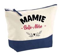 Otshirt Pochette d'une Mamie Belle-Mère - Pouch - Idée Trousse Bleue Grand Format Personnalisable Cadeau Anniversaire Fête Original Famille Travail Départ Collègue Retraite Noël.