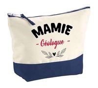Otshirt Pochette d'une Mamie Géologue - Pouch - Idée Trousse Bleue Grand Format Personnalisable Cadeau Anniversaire Fête Original Famille Travail Départ Collègue Retraite Noël.