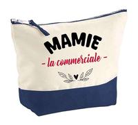 Otshirt Pochette d'une Mamie la Commerciale - Pouch - Idée Trousse Bleue Grand Format Personnalisable Cadeau Anniversaire Fête Original Famille Travail Départ Collègue Retraite Noël.