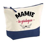 Otshirt Pochette d'une Mamie la géologue - Pouch - Idée Trousse Bleue Grand Format Personnalisable Cadeau Anniversaire Fête Original Famille Travail Départ Collègue Retraite Noël.