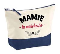 Otshirt Pochette d'une Mamie la marcheuse - Pouch - Idée Trousse Bleue Grand Format Personnalisable Cadeau Anniversaire Fête Original Famille Travail Départ Collègue Retraite Noël.