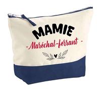 Otshirt Pochette d'une Mamie Maréchal-ferrant - Pouch - Idée Trousse Bleue Grand Format Personnalisable Cadeau Anniversaire Fête Original Famille Travail Départ Collègue Retraite Noël.