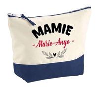 Otshirt Pochette d'une Mamie Marie-Ange - Pouch - Idée Trousse Bleue Grand Format Personnalisable Cadeau Anniversaire Fête Original Famille Travail Départ Collègue Retraite Noël.