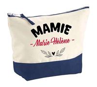 Otshirt Pochette d'une Mamie Marie-Hélène - Pouch - Idée Trousse Bleue Grand Format Personnalisable Cadeau Anniversaire Fête Original Famille Travail Départ Collègue Retraite Noël.