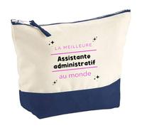 Otshirt Pochette La Meilleure Assistante administratif au Monde 2 - Pouch - Idée Pochette Rangement Cadeau Anniversaire Fête Original Famille Travail Départ Collègue Retraite Noël.