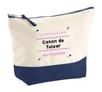 Otshirt Pochette La Meilleure Coton de Tulear au Monde 2 - Pouch - Idée Pochette Rangement Cadeau Anniversaire Fête Original Famille Travail Départ Collègue Retraite Noël.