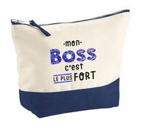 Otshirt Pochette Mon Boss C'est Le Plus Fort - Pouch - Idée Pochette Rangement Cadeau Anniversaire Fête Original Famille Travail Départ Collègue Retraite Noël.