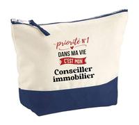 Otshirt Pochette Priorite N1 dans ma Vie C'est Mon Conseiller Immobilier - Pouch - Idée Pochette Rangement Cadeau Anniversaire Fête Original Famille Travail Départ Collègue Retraite Noël.