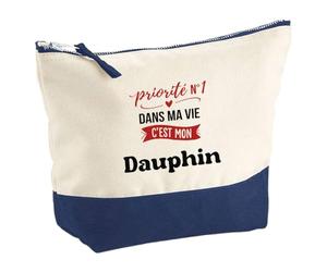 Otshirt Pochette Priorite N1 dans ma Vie C'est Mon Dauphin - Pouch - Idée Pochette Rangement Cadeau Anniversaire Fête Original Famille Travail Départ Collègue Retraite Noël.