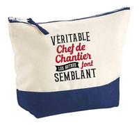 Otshirt Pochette Véritable chef de chantier les autres font semblant | Pouch | Idée Trousse Toilette Maquillage Cadeau Anniversaire Fête Original Famille Travail Départ Collègue Retraite