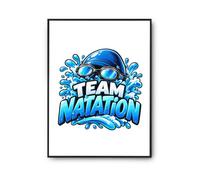 Otshirt Poster Team natation | modèle 1 | Affiche Papier Photo 310 g Finition Perlée Format Taille A3 | Déco Murale Salon Chambre | Idée Cadeau Nageur Nageuse Crémaillère