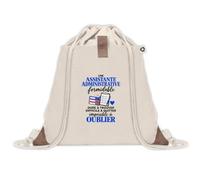 Otshirt Sac à Dos Pochette Avant Beige Assistante Administrative Formidable | Sac de Sport 220 g/m² 50% Coton Recyclé Poche Velcro 8 L | Gym Piscine École | Idée Cadeau Secrétaire Rentrée