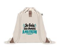 Otshirt Sac à Dos Pochette Avant Beige Je fais les choses à ma façon Expressions Françaises | Sac de Sport 220 g/m² 50% Coton Recyclé Poche Velcro 8 L | Gym Piscine École | Idée Cadeau Rentrée