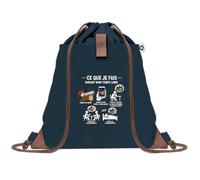 Otshirt Sac à Dos Pochette Avant Bleu Marine Tronconneuse Temps libre | Sac de Sport 220 g/m² 50% Coton Recyclé Poche à Scratch 8 L | Gym Piscine École | Idée Cadeau Rentrée
